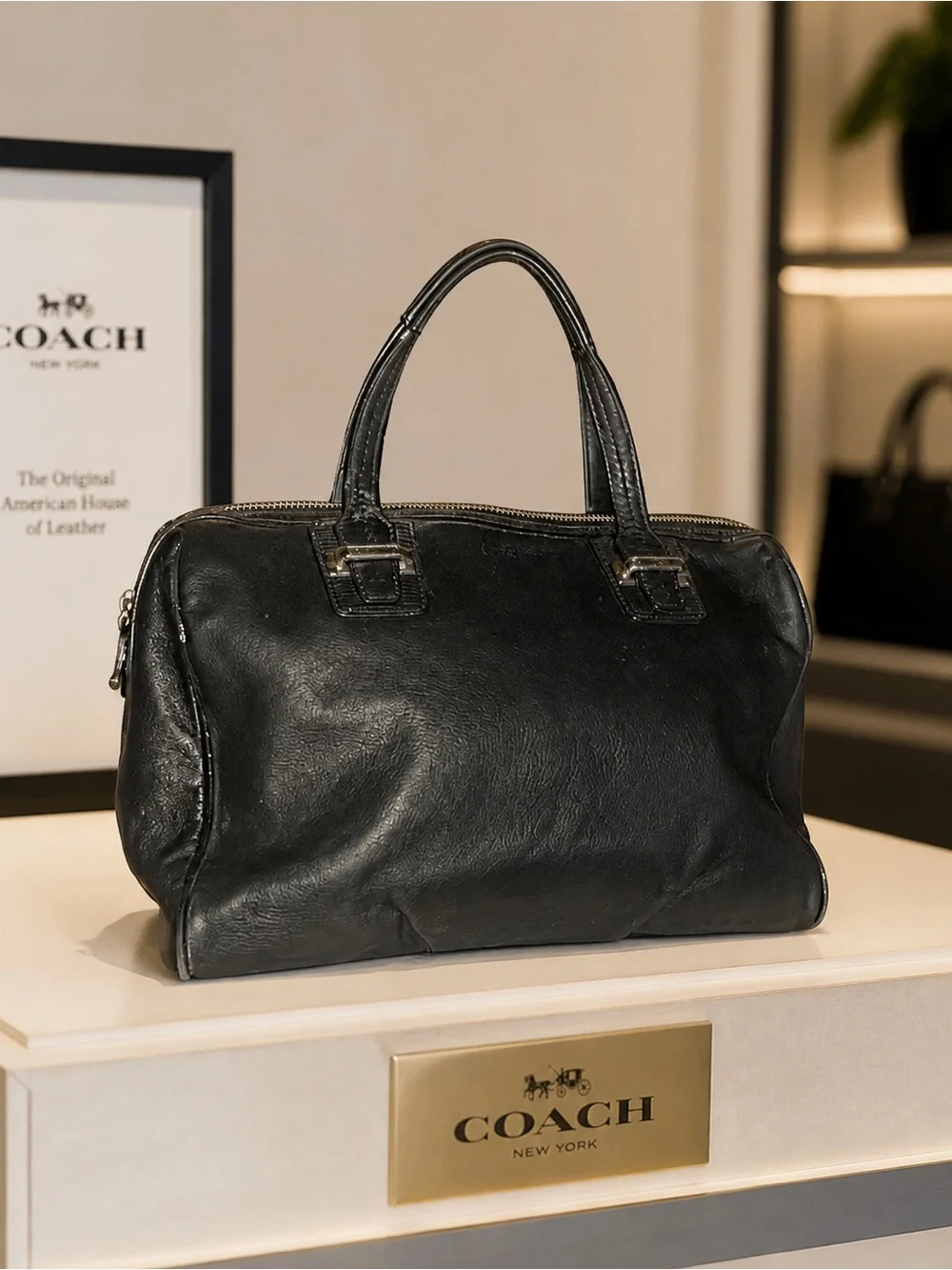 Coach Taylor Black Leather Satchel (F25296)
